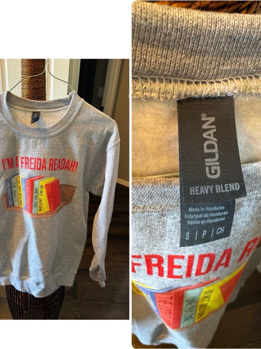 Gildan women’s Gray 'I'm a Freida Readah' Graphic Sweatshirt